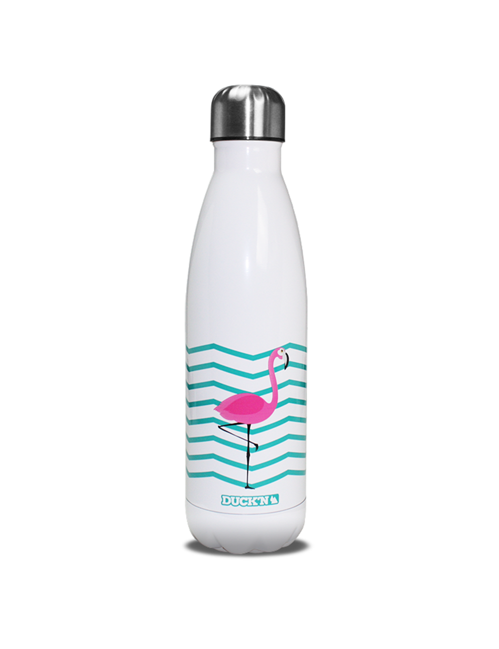 Bouteille Isotherme Blanche Duck'n 500ML Flamingo Summer Brillante